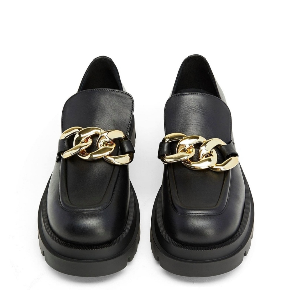 LEATHER CHAIN CHUNKY LOAFER